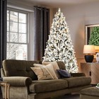 8 Ft Snow Flocked Artificial Christmas Tree  2-in-1 White Multi-color Led Lights