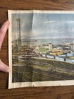 Vtg Chicago World Fair A Century Of Progress 1934 Panorama Lithograph 10x52 Read