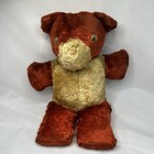 Antique Teddy Bear Plush Red Straw Head W Googly Eyes Early Plush Toy Handsewn