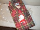 Vtg New In Package Loncraft Red Beige Green Plaid Flannel Shirt Size Large