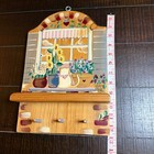 Vintage Hand Painted Country Wall Wood Key Holder Shelf Cat Sunflower Heart 1997
