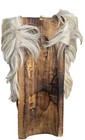 Vtg Large Wooden Tribal Mask Wall Hanging African Mexican   Dance Fur Cow Horns