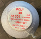 Gunold 61001 - Bright White Polyester Embroidery Thread - 40 Wt  5 500 Yd  Cone