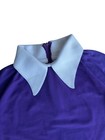 Vintage Women   s 70s Purple And White Wing Collar Long Sleeve Shirt Medium Disco