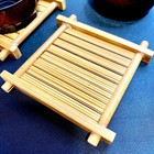 Japan Glassware Tea Bowl Set Elegant Cups Saucers Bamboo Coasters Traditional