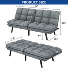 Arbrest Convertible Futon Sofa Bed Fabric Futon Couch Sleeper Sofa For Living