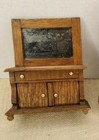 Antique Handmade Dollhouse Oak Dresser Armoire Miniature Glass Furniture Lot Nr