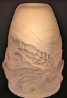 Rare Vintage French Art Deco Flying Bird Pink Frosted Glass Shade By Verlys  2