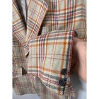 Vintage Plaid Blazer Jacket Orange Grey Beige Check Two Button Sport Coat 38 70s