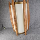 Vintage Indco Pendant Light Oak Brass Mid Century Modern Hanging Lamp Mcm