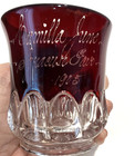 1905 Vintage Glass Engraved Camilla June Souvenir Ruby Flash Red