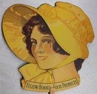 C1935 Hand Ad Fan For  yellow Bonnet Food Products  Die Cut  Chromolithograph