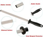 10 Inch Diamond Knife Sharpening Steel Honing Rod Oval Stick Kitchen Sharpener