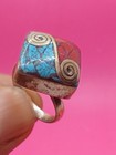 Vintage Antique Ancient Ring Bronze Mosaic Four Eyes Stone