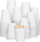  300 Pack  8 Oz  White Paper Hot Coffee Cups Drinking Cups Disposable Cups
