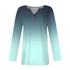 Women s Gradient Tops Casual Long Sleeve Tunic Button Henley Neck Pullover Shirt