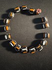 17 Vintage Indian Glass Trade Beads -  b1525  Fancy Chevron 10  Mm Lot