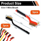 6 Pack Small Wire Brush Set - 7 Inch Brass Brush steel Brush nylon Brush With Cu