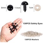 Vanblue Safety Eyes 260pcs 8mm Plastic Black Craft Eyes With Washers Teddy Bear
