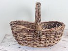 Vintage Small French Woven Wicker Egg Gathering Basket 11    Cottage Primitive