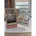 Vintage 50 s Wolverine Toy Kitchen Fridge Appliance Pink Tin Metal Play Set
