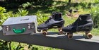 Vintage Hyde Roller Skates With Chicago Plates  wood Wheels  sz 10  case  Wrench