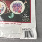 Vintage 1995 Dimensions Christmas Ribbon Embroidery 6 Round Ornaments 8082 3 5 
