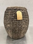 Round Water Hyacinth Storage Basket hamper With Lid - Espresso