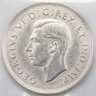 Canada 1938 50 Cents Half Dollar Silver Coin - Iccs Au-55