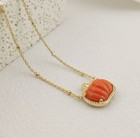 Kendra Scott Short Pumpkin Pendant Gold Tone Necklace In Orange Mother -of-pearl
