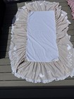 Pottery Barn Kids Brown Tan White Embroidered Nursery Crib Baby Bed Skirt Ruffle