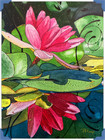Aceo Original Print - Water Lily  Floral Watercolor ink Botanical Art  By Pharp