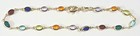 Ankle Bracelet 9 75 Inch Lg 14k Gold Filled Dark Multi Color Oblong Stones   67