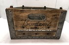 Vintage Borden s Wood   Galvanized Metal Milk Crate   Michigan   1953   Carrier