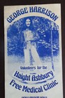 Original George Harrison beatles Handbill-haight ashbury Free Clinic-nov 1974--