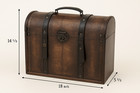 Large Vintage Wooden Trunk Chest With Leather Straps     Apothecary Style Decorati