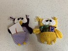 Owl Pockets New Purple And Yellow Handmade Crochet