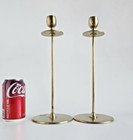 Set Of 2 Vintage 12  Solid Brass Candlesticks     1970s Candle Holders