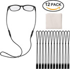 Adjustable Eyeglasses Strap Eyewear Retainer 12 Pack With Glasses Cleaning Cloth