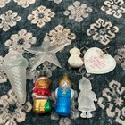 Lot Of 7 Vintage Christmas Glass ceramic frosted Plastic Ornaments