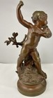 Large H  Moreau Signed French Bronze Sculpture Of A Cherubic Girl A La Boucher