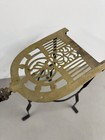 Antique Wrought Iron Fireplace Trivet Stand Brass With Wood Handle 14 