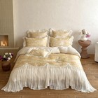 4pcs Bedding Set Luxury Lace Flowers Quilt Cover Flat Sheet Set 2 Pillowcases