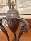 French Empire Style Incense Censer Burner Urn With Lid 3 Rams Heads  11 75  Tall