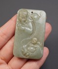 Fine Curved Chinese Hetian Jade Pendant