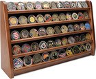Challenge Coin Display Case  5 Row Military Coin Walnut Wooden Holder Rack Stand