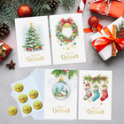 Boxed Christmas Cards - 24 Assorted Merry Christmas Cards With Envelopes Gold Fo
