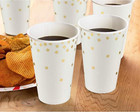 Confetti Party Paper Cups - 50 Pack Gold Foil Disposable Paper Cups  Party Suppl