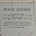 Antique 1927 Map Of West Indies 15   x 11   