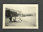 Vintage Photo Baseball Field Game Players Umpire Catcher Swinging Bat Uniform